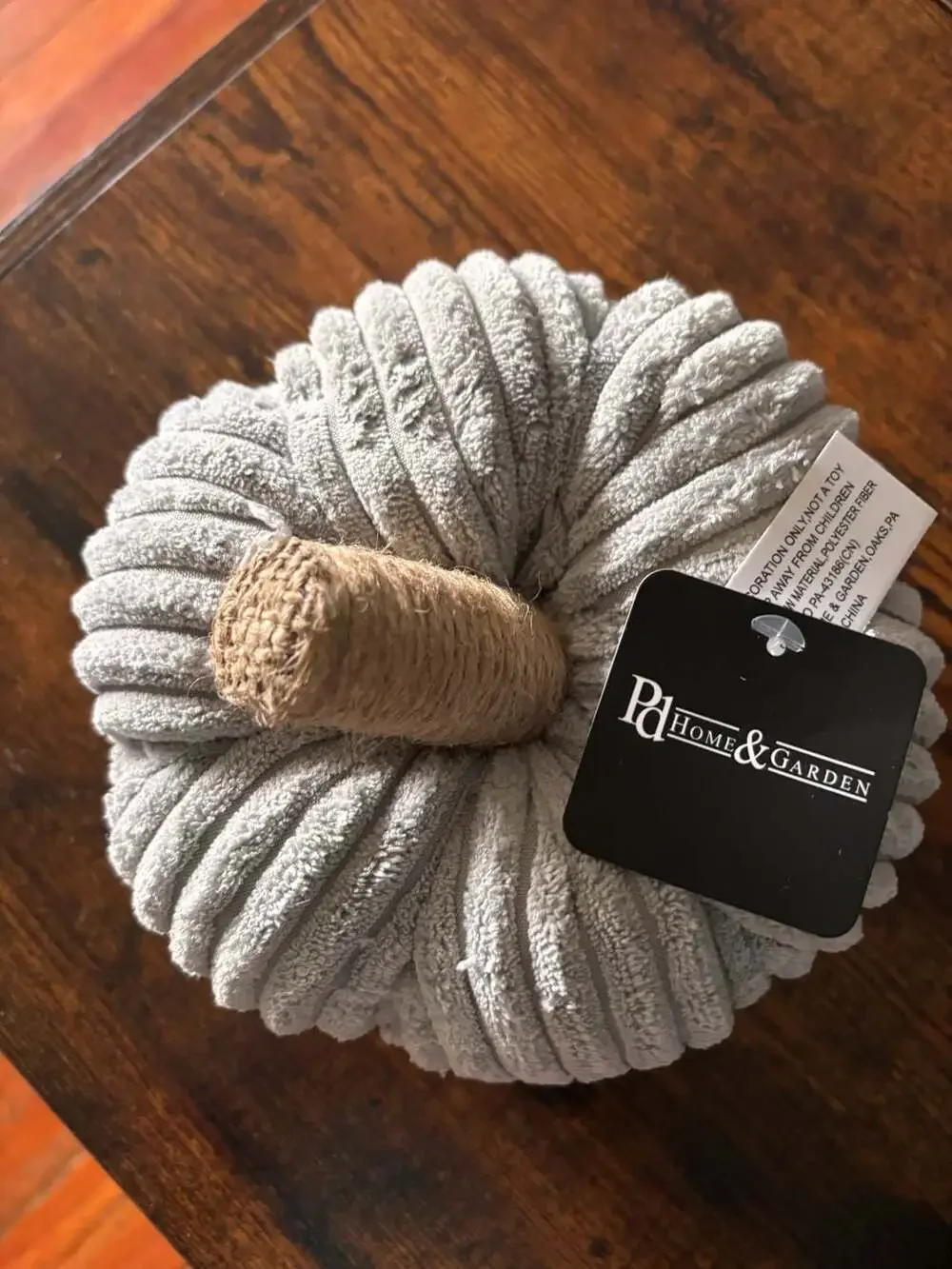 Pd Home & Garden Grey Corduroy Fabric Decorative Pumpkin 8 available-price for o